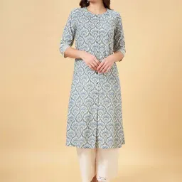 Rangmanch by Pantaloons Estate Blue Cotton Printed Straight Kurta-picture-46
