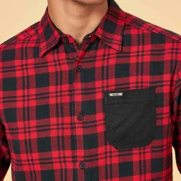 Coolsters by Pantaloons Kids Red & Black Cotton Chequered Full Sleeves Shirt image 5