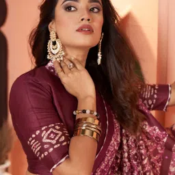 Saree Mall Purple Cotton Printed Saree With Unstitched Blouse image 5