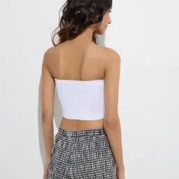 Superstar by Westside White Textured Seam-Free Padded Bandeau Bra image 2