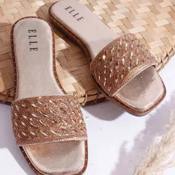 ELLE Women Embellished Ethnic Open Toe Flats-image-56