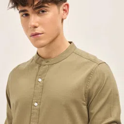 THE BEAR HOUSE Beige Cotton Slim fit Shirts image 5