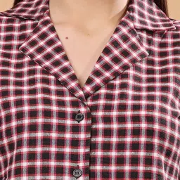 Cation Black & Red Cotton Chequered Shirt image 5