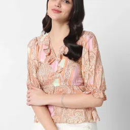 VASTRADO Beige Printed Top image 5