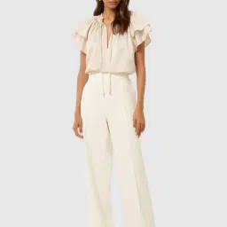 Forever New White Blended Straight Fit Trouser image 5