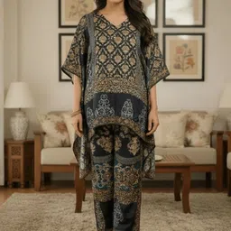 Rajni Collection Floral Printed Kaftan Tunic With Trousers-picture-13