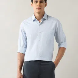 Arrow Blue Cotton Slim Fit Self Pattern Shirt-picture-40