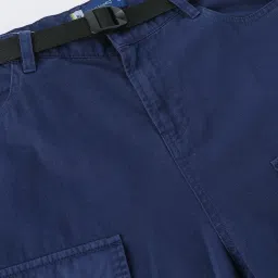 Bene Kleed Blue Cotton Loose fit Solid Jogger with Belt image 5