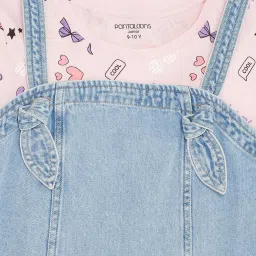 Pantaloons Junior Girls Medium Blue & Pink Cotton Printed Casual Dresses image 5