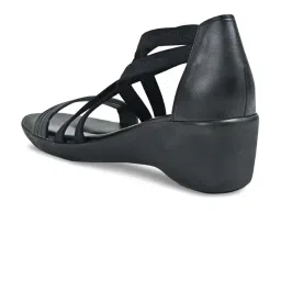 Rocia by Regal Women's Black Cross Strap Wedges image 5
