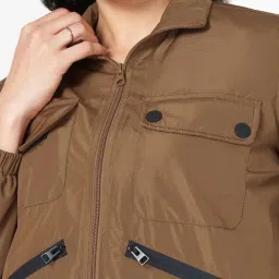 People by Pantaloons Brown Plain Jacket image 5