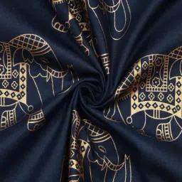 JaipurFabric Navy Blue Cotton Printed 280 TC Double Bedsheet with 2 Pillow Covers image 2