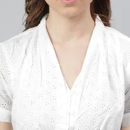 Latin Quarters White Cotton Embroidered Midi Dress image 5