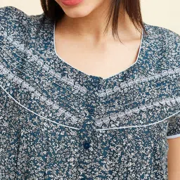 Sweet Dreams Teal Blue Floral Print Nighty image 5