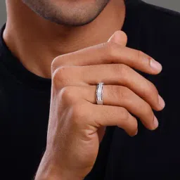 GIVA 925 Silver Shimmer Wave Ring for Him image 2