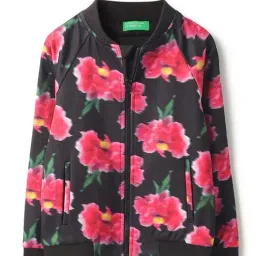 United Colors of Benetton Girls Black Floral Print Jacket-picture-29