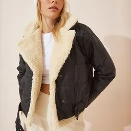 Happiness istanbul Lapel Collar Long Sleeves Puffer Jacket image 3