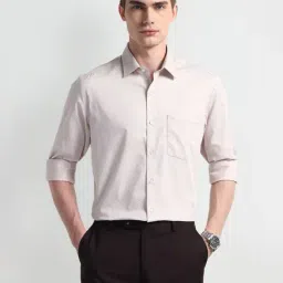 Arrow Pink Cotton Regular Fit Printed Shirt-picture-22