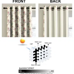 CASABLEU Set of 2 Floral Printed Room Darkening Long Door Curtain - 9x4 FT image 3