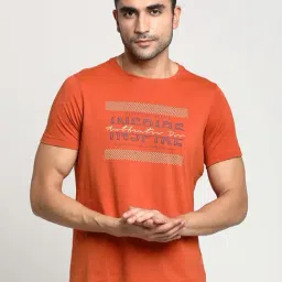 Turtle Orange Cotton Slim Fit Printed T-Shirt-picture-12