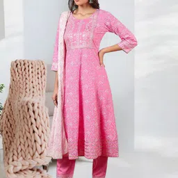 DUMMY SHAPE Women Paisley Printed Anarkali Kurta with Trousers & Dupatta image 3