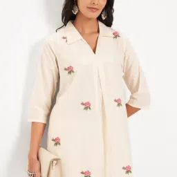 Rangmanch By Pantaloons Antique White Cotton Regular Fit Printed Kurta image 5