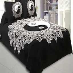 JaipurFabric White Cotton Printed 200 TC Double Bedsheet with 2 Pillow Covers-picture-15