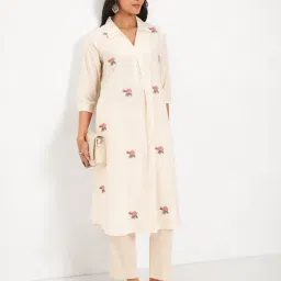 Rangmanch By Pantaloons Antique White Cotton Regular Fit Printed Kurta image 4