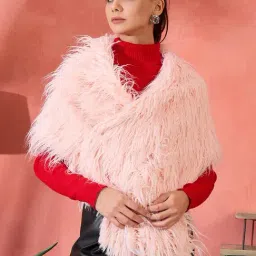 Inweave Peach Faux Fur Regular Fit Cape-picture-14