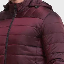 ColorPlus Maroon Tailored Fit Hooded Jacket image 5