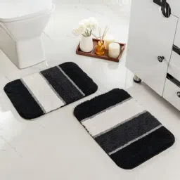 Saral Home Black Polyester Anti-Skid Bathmat - Set of 2 (35x50 cm)-picture-19