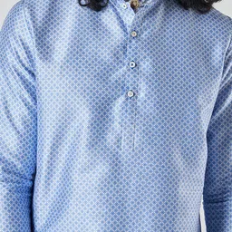 Bubber Blu Brenton Geometric Printed Mandarin Collar Straight Kurta image 4