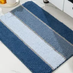 Saral Home Blue Polyester Anti-Skid Bathmat (50x70 cm) image 3