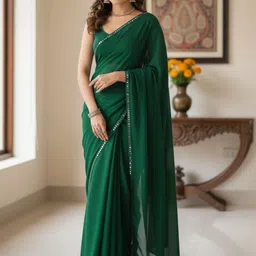 ALBIRA CREATION Mirror Work Pure Georgette Banarasi Saree-picture-13