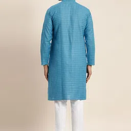 Anug by SOJANYA Men Blue Kurta with Churidar image 3