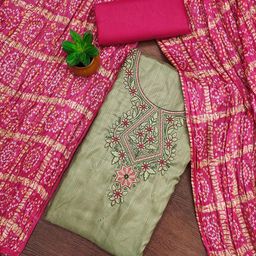 Panzora Floral Embroidered Thread Work Unstitched Dress Material-picture-25
