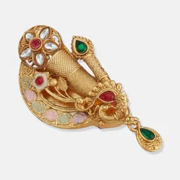 ATIBELLE Gold-Plated Kundan Studded Saree Clip image 4