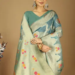 HERE&NOW Woven Design Zari Organza Banarasi Saree image 2
