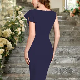 Sugathari Women Solid Ruffles Bodycon Dresses image 5