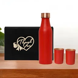 INTERNATIONAL GIFT Red Set of 3 Copper Solid Water Bottle-image-57