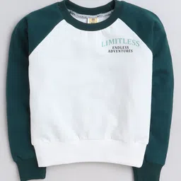 Aww Hunnie Raglan Full Sleeves Placement Text   Printed Cotton Terry Autumn Winter Sweatshirt -Green-picture-10