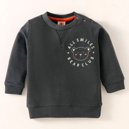 Zero Cotton Knit Full SleevesText Printed T-Shirt - Grey-picture-9