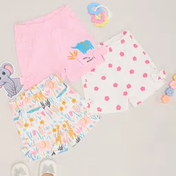 Pantaloons Baby Pack Of 3 Giraffe & Floral Printed Shorts - Multi Colour-image-73