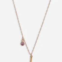 ToniQ Gold-Plated Rhinestone Studded L-Shaped Pendant With Chain image 5
