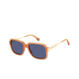 Polaroid Men Blue Lens & Orange Square Sunglasses with UV Protected Lens-image-1