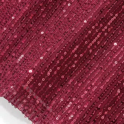 Hola Bonita Sequin Embroidered Long Puff Sleeve Party Dress - Maroon image 5