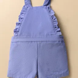 ToffyHouse Knitted Woven Half Sleeves Tee & Dungaree Set with Floral Print & Bunny Embroidery - Lavender image 5