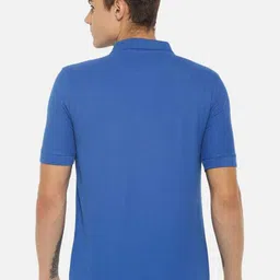 Dollar Men Pack Of 2 Coral Pink & Blue Solid Polo Collar Cotton T-shirts image 4