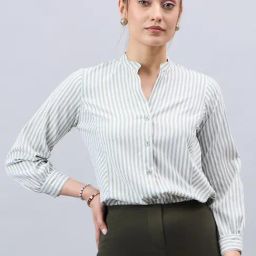 Style Quotient Green & White Striped Shirt-picture-7