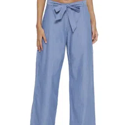 Rooted Blue Cotton Trousers-picture-12